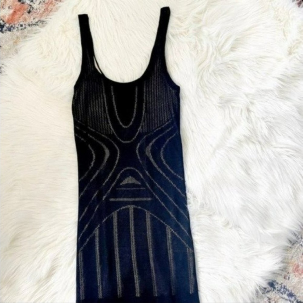 NWOT Bec & Bridge black midi dress laser cut bodycon sleeveless